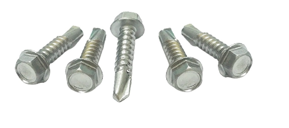 Slotted Head, Serrated Hex Washer Head Self Drilling Screws